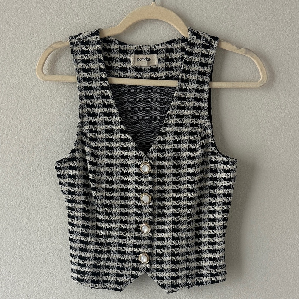 Pandora Black and White Checkered Vest Top